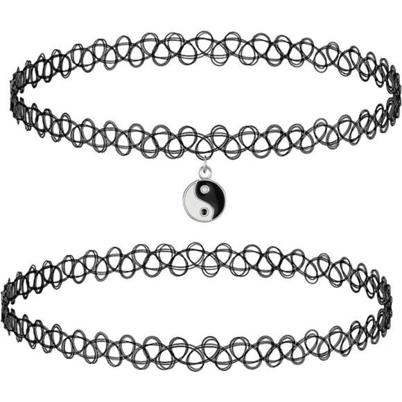 BodyJ4You 2PC Tattoo Choker Necklace - 90s Choker Necklace Women - 2000s Y2K - Picture 1 of 8